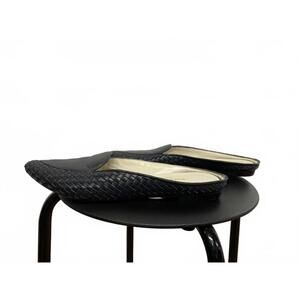 Stefano Gamba Black Leather Woven Slip-On Slides Shoes Size 38 Italy